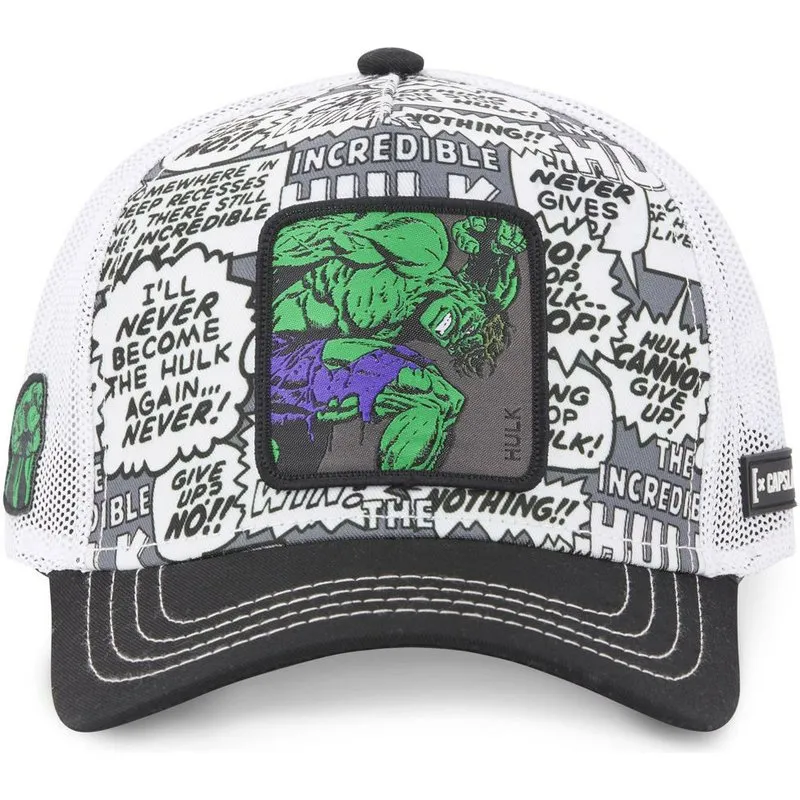 Gorra superheroes CAPSLAB  Trucker blanca y negra Hulk HUL1 Marvel Comics