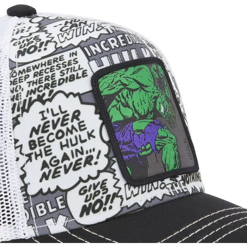 Gorra superheroes CAPSLAB  Trucker blanca y negra Hulk HUL1 Marvel Comics