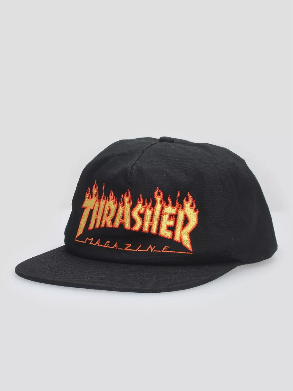 Gorra THRASHER ajustable Flame embroidered snapback BLACK- negro logo llamas fuego