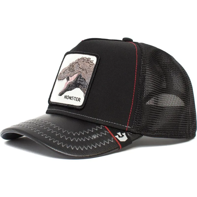 Gorra trucker Goorin bros rejilla y ajustable TYRANT KING Monster rex negra