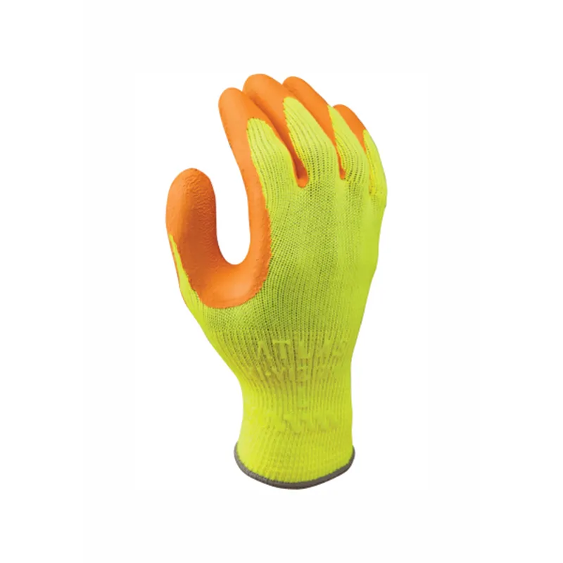 Guante SHOWA 317 de poliéster guante amarillo fluorescente revestimiento de látex natural