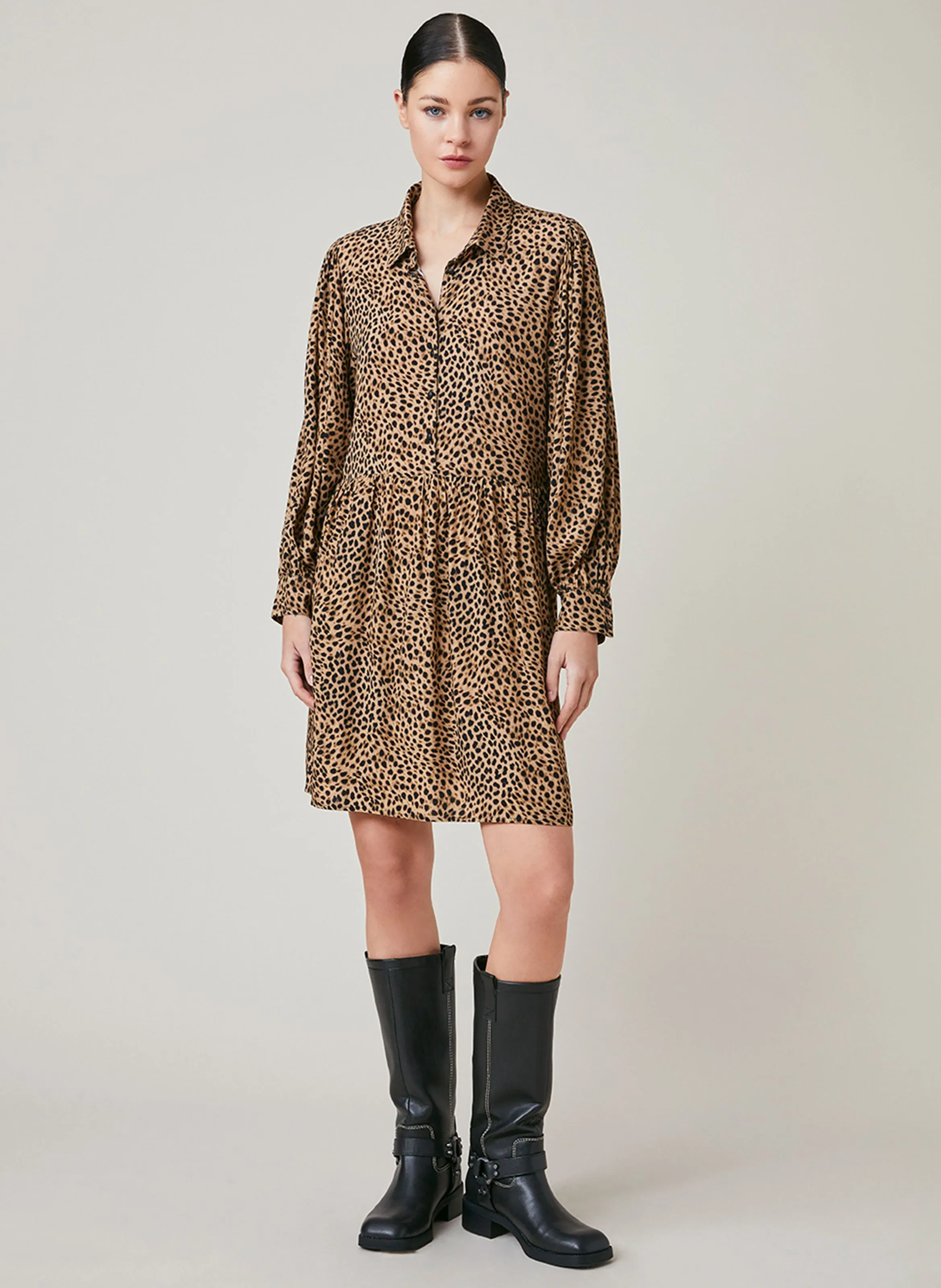 HARRIS WILSON FAULIE - Vestido corto recto con estampado en marron