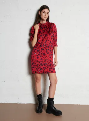 IKKS Vestido corto recto con cuello alto en rojo