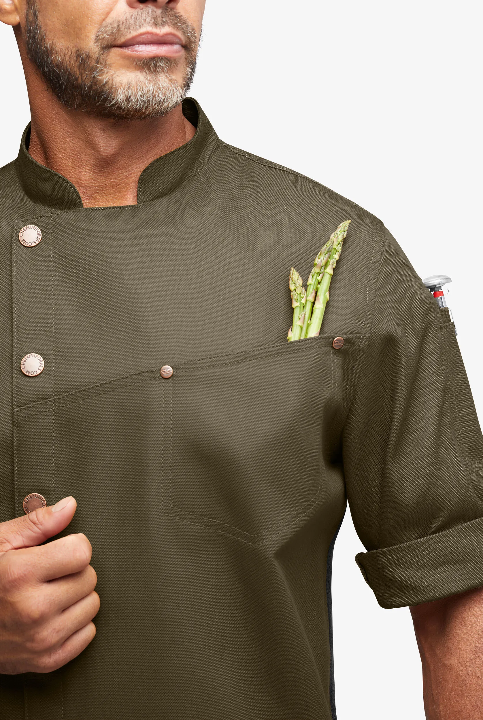 Industry Line Workwear Men's 3-Pocket Canvas Asymmetrical Executive Chef Coat