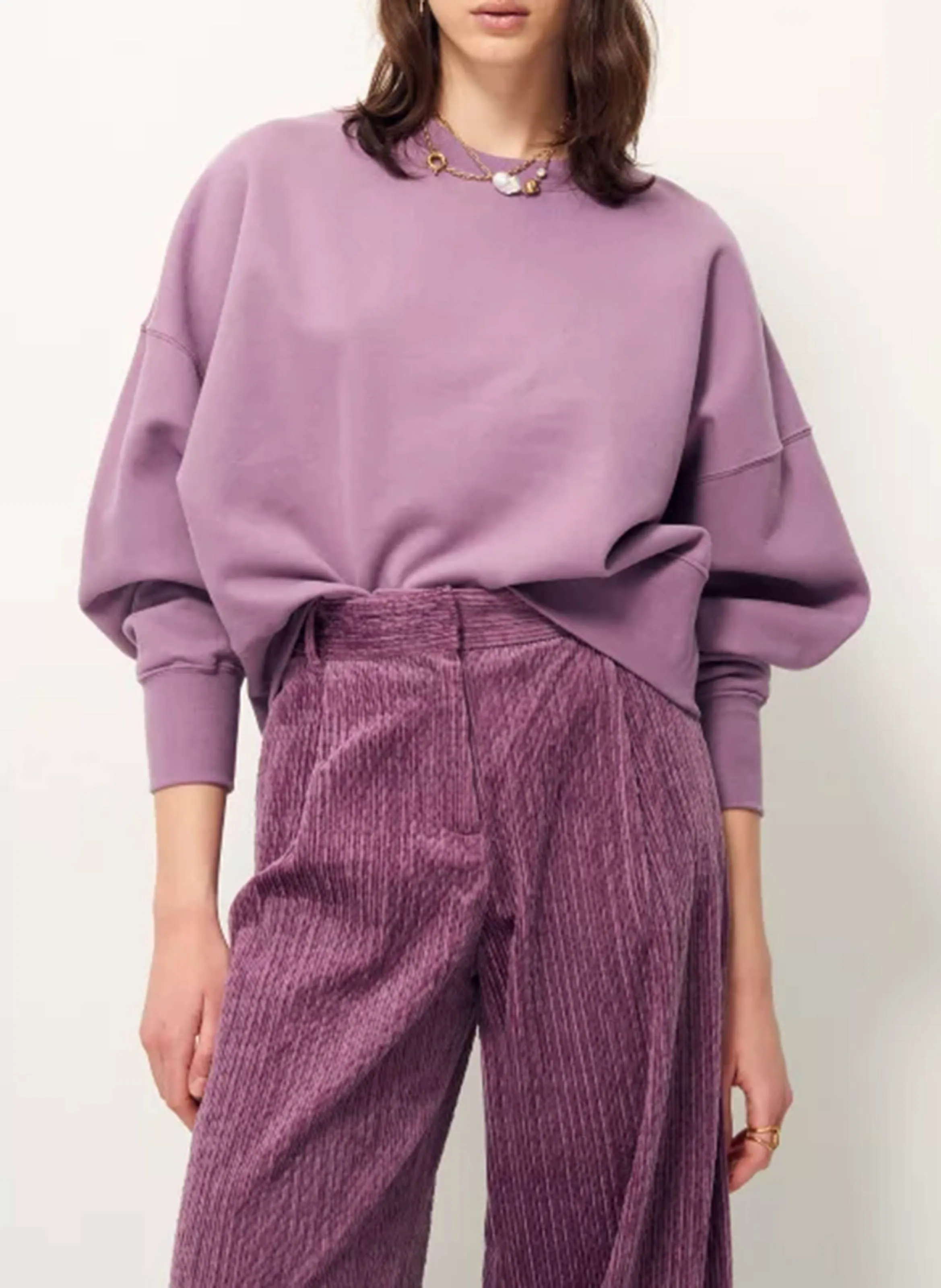 ISI - Sudadera corta oversize de algodón en violeta