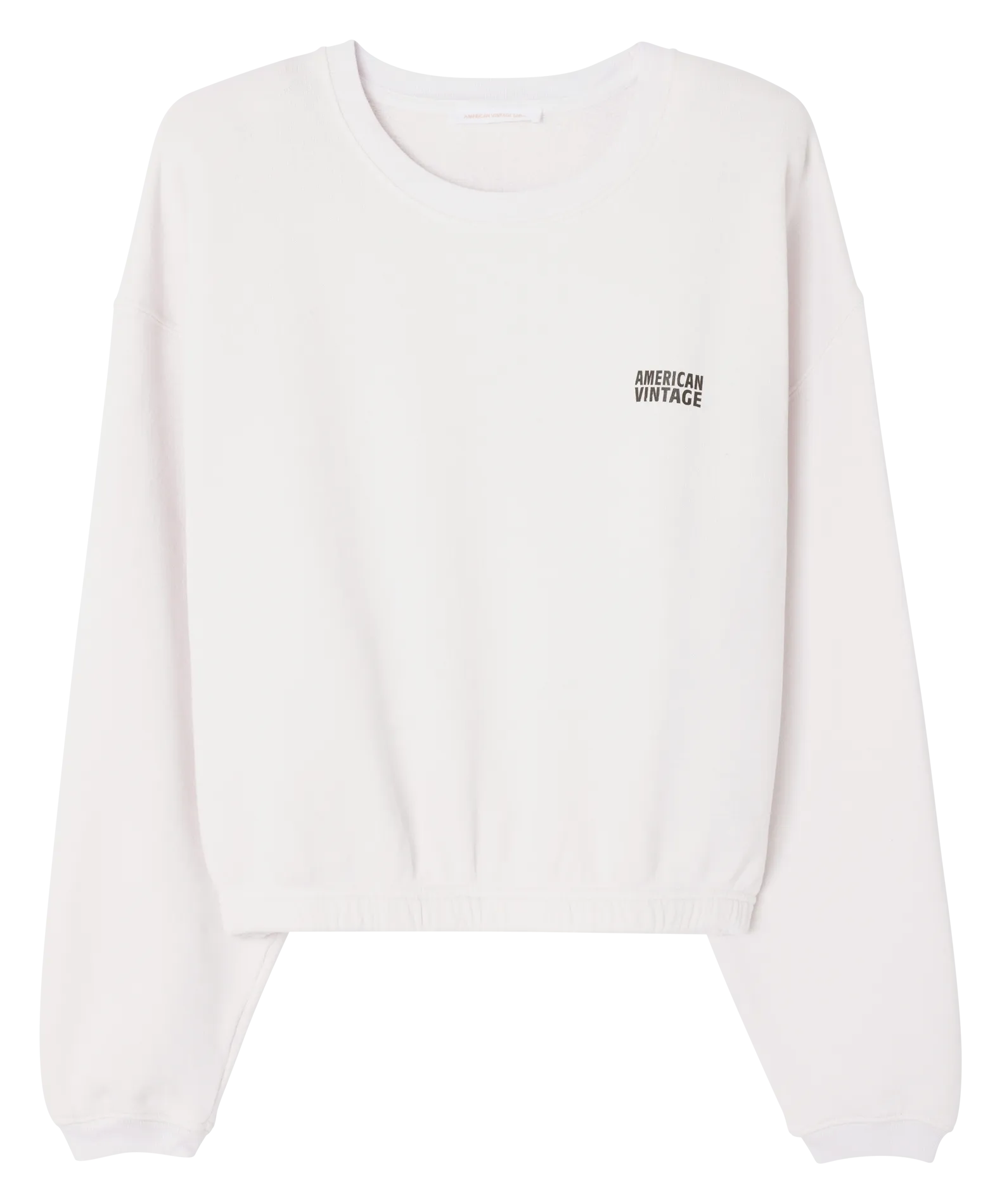 IZUBIRD - Sudadera corta de mezcla de algodón con cuello redondo en blanco