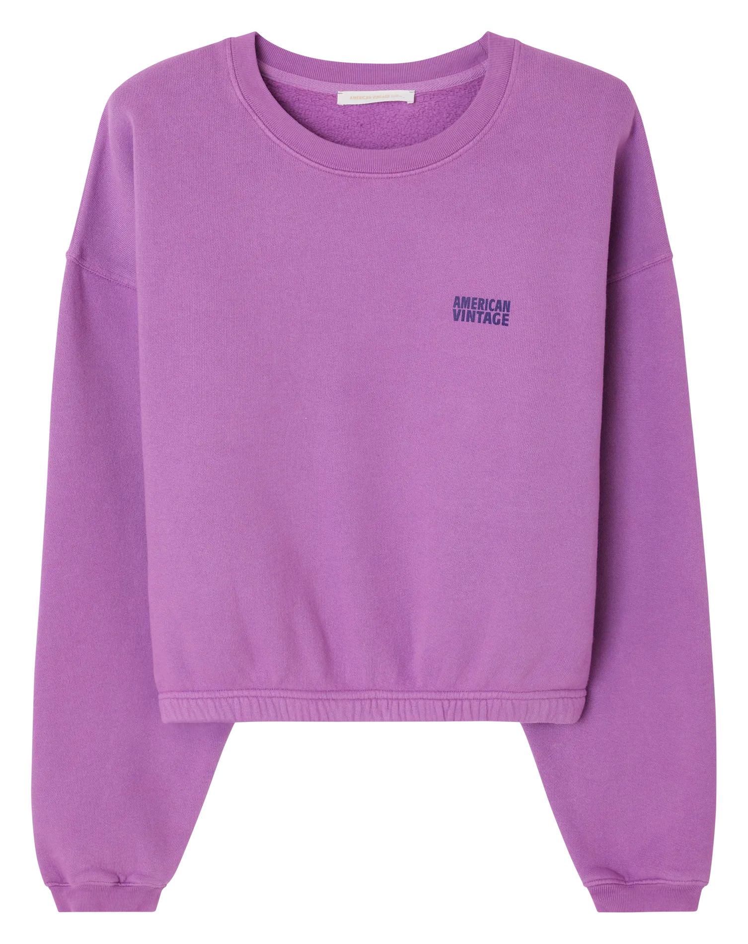 IZUBIRD - Sudadera corta de mezcla de algodón con cuello redondo en violeta