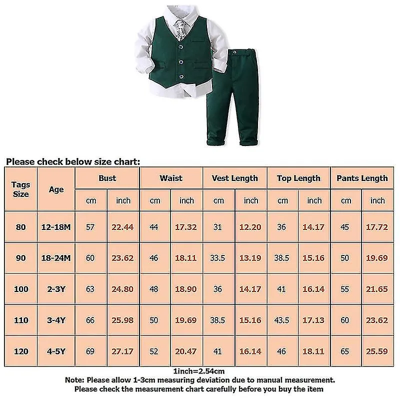 Kid Solid Color Dress Shirt+vest+pant+tie Set Elastic Waist Formal Dressy Outfit Lapel Neck Gentleman Suit