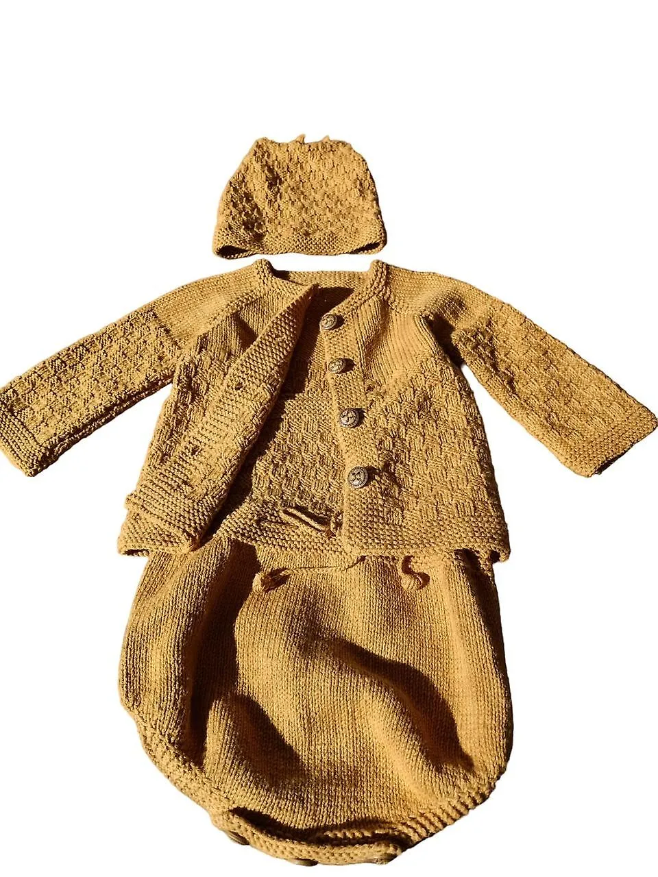 Kid's Light Brown Cotton Knitted Outfit Sets