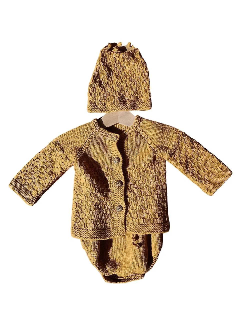 Kid's Light Brown Cotton Knitted Outfit Sets