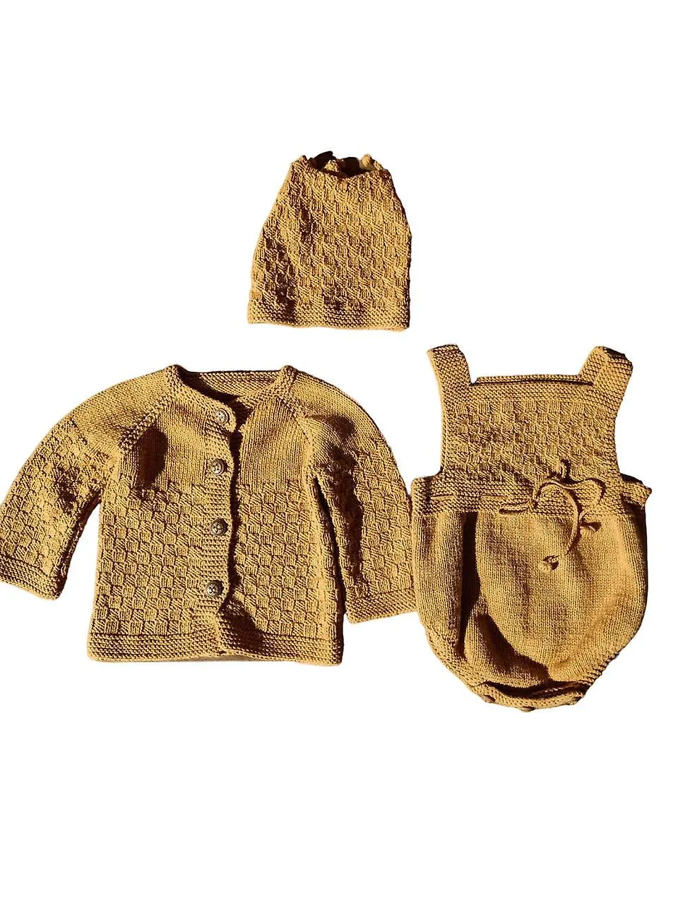 Kid's Light Brown Cotton Knitted Outfit Sets