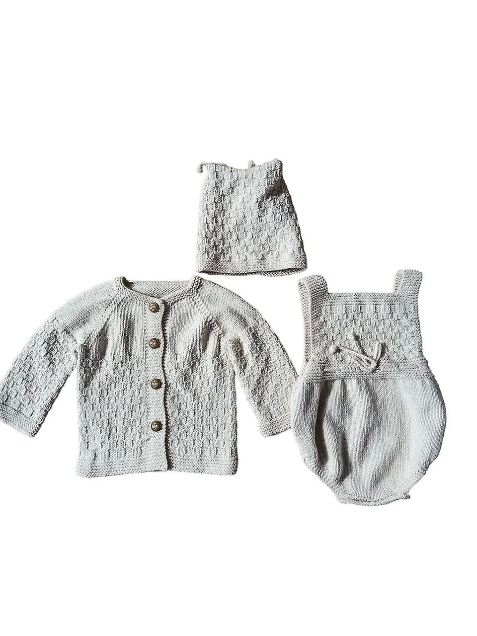 Light Brown Cotton Knitted Outfit Sets for Kid's