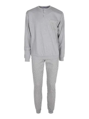 Linea Ambro Pijama de hombre de algodón interlock con bolsillo y pantalón de rayas