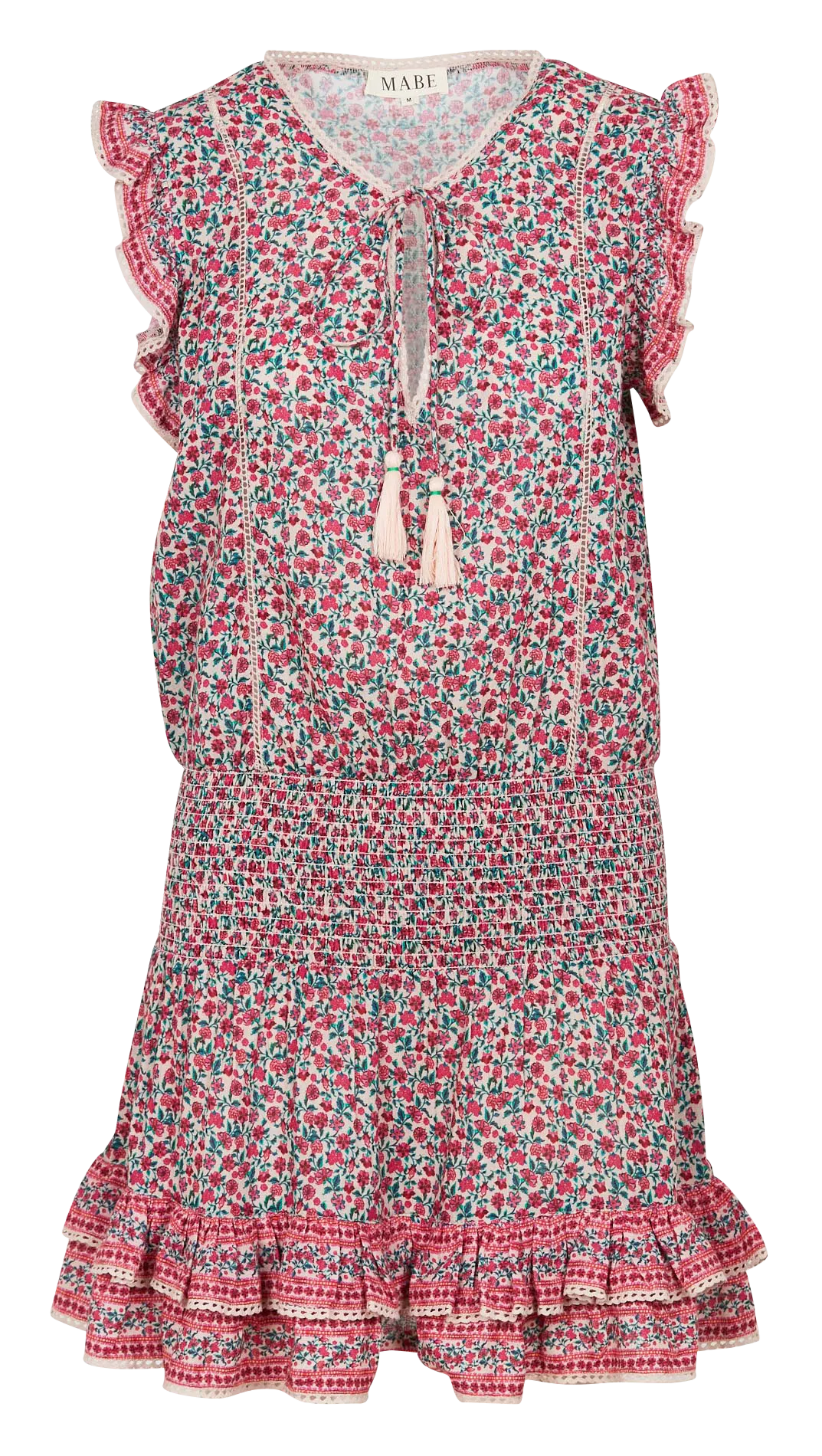 M.A.B.E FRIDA - Vestido de algodón con cuello redondo y estampado floral en multicolor