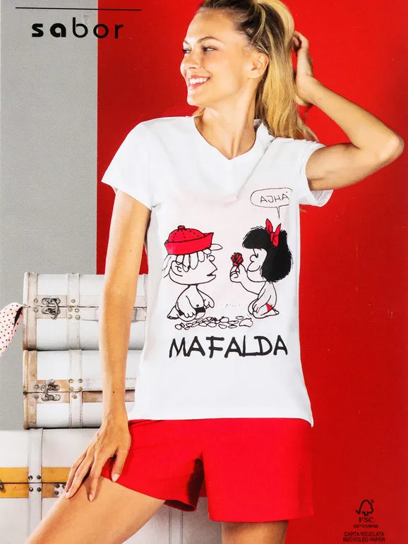 Mafalda Pijama corto de mujer con estampado