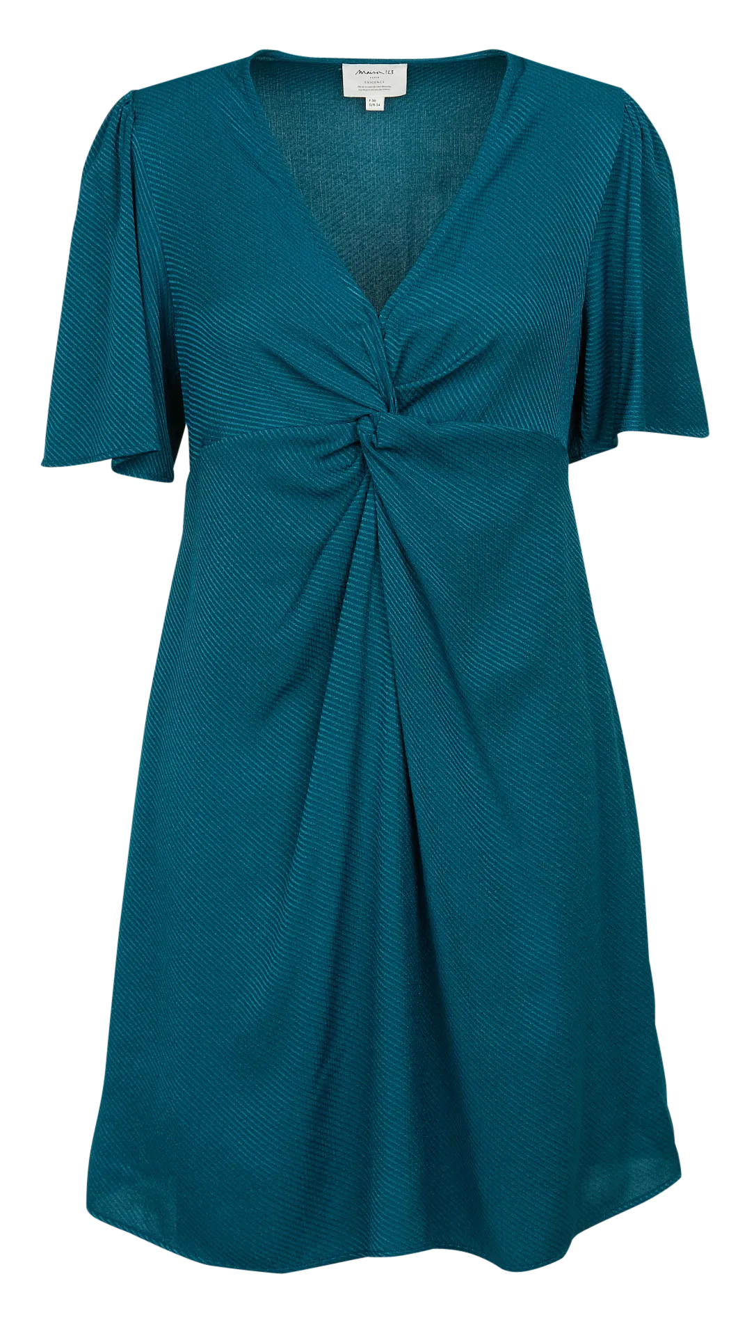 MAISON 123 ATHENA BIS - Vestido corto evasé con cuello de pico en azul