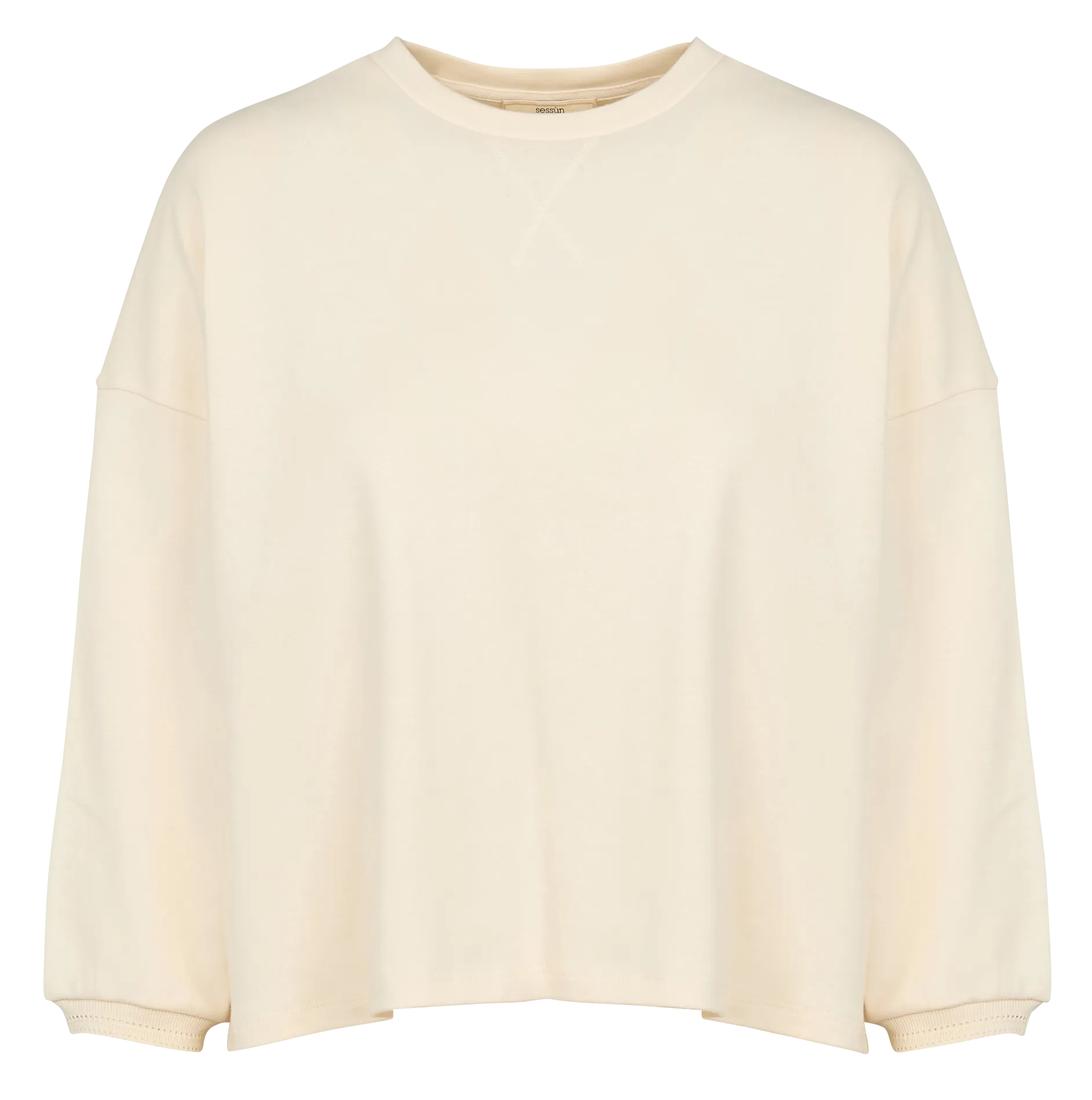 MARIS - Sudadera holgada de algodón con cuello redondo en beige