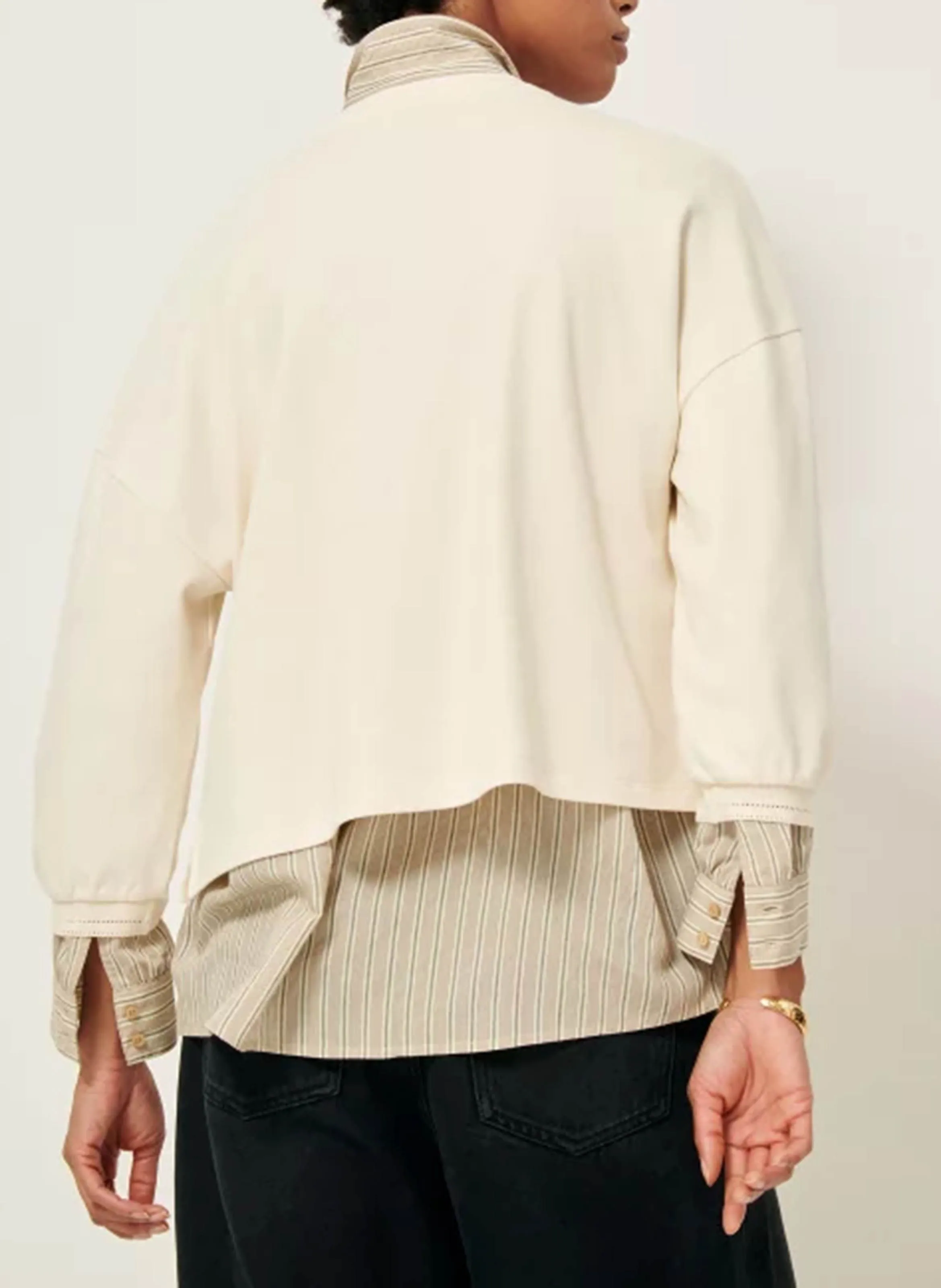 MARIS - Sudadera holgada de algodón con cuello redondo en beige