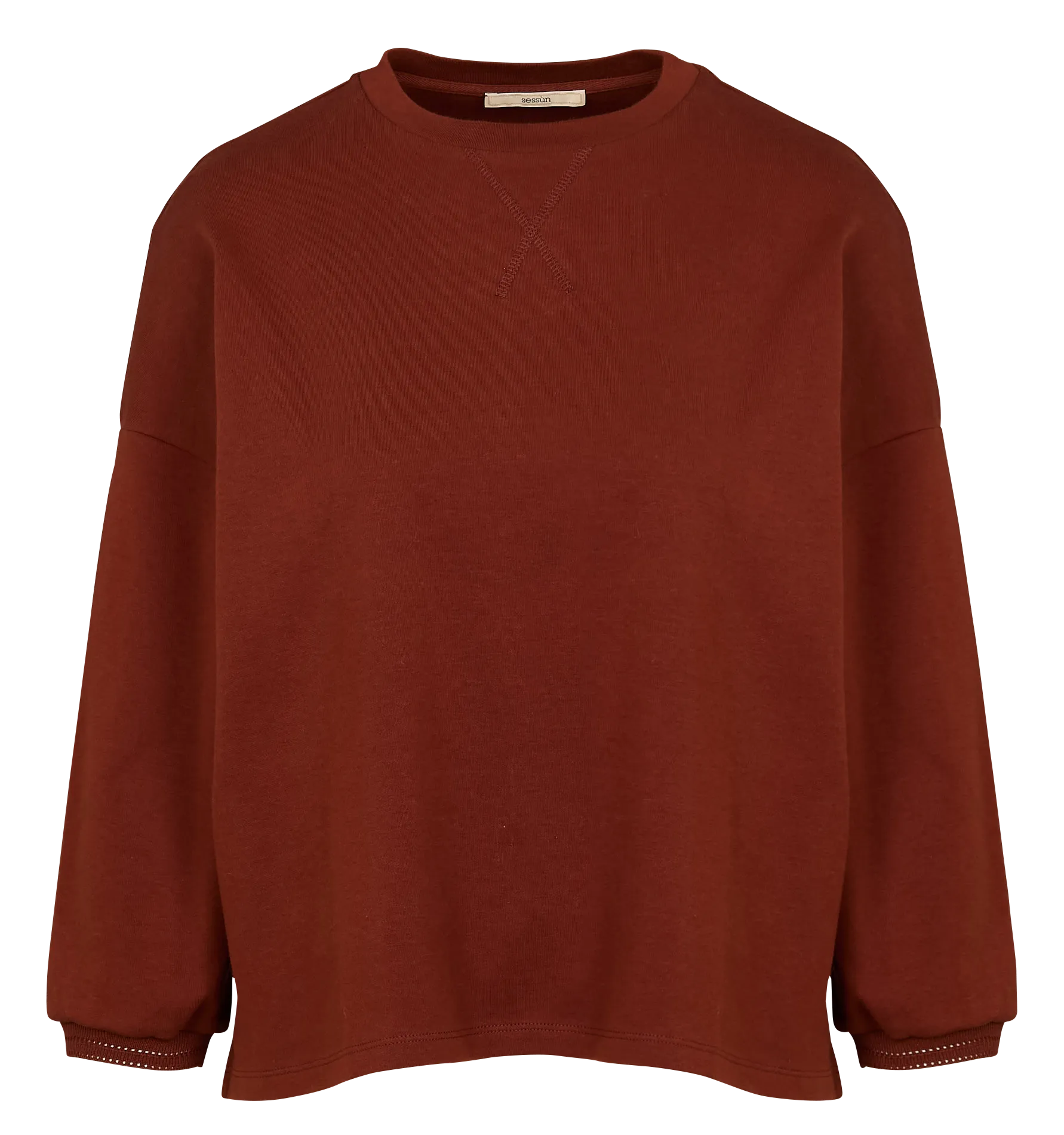 MARIS - Sudadera holgada de algodón con cuello redondo en marron