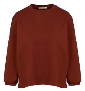 MARIS - Sudadera holgada de algodón con cuello redondo en marron