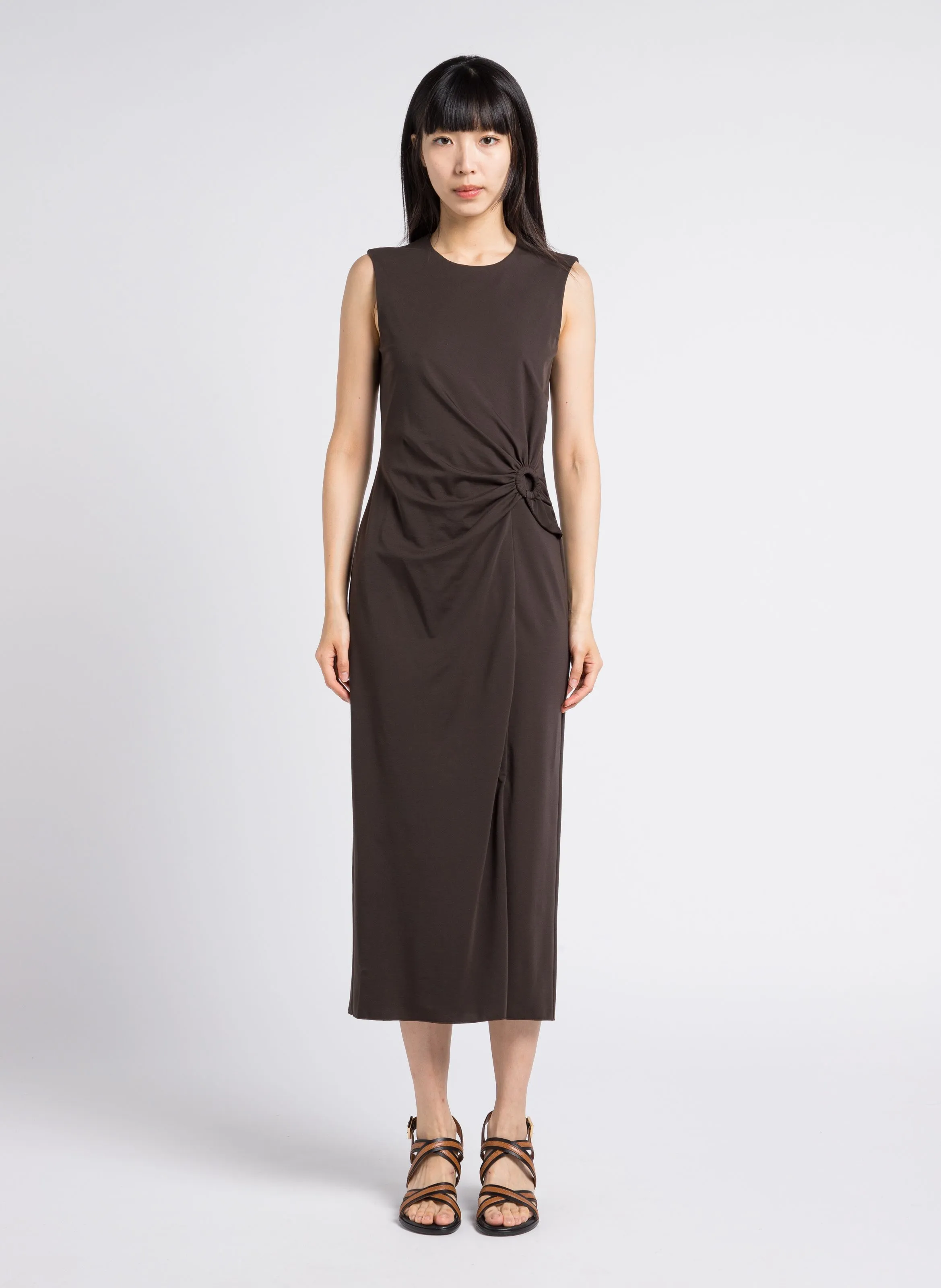 MAX MARA WEEK END LOCUSTA - Vestido largo y ajustado con cuello redondo en marron