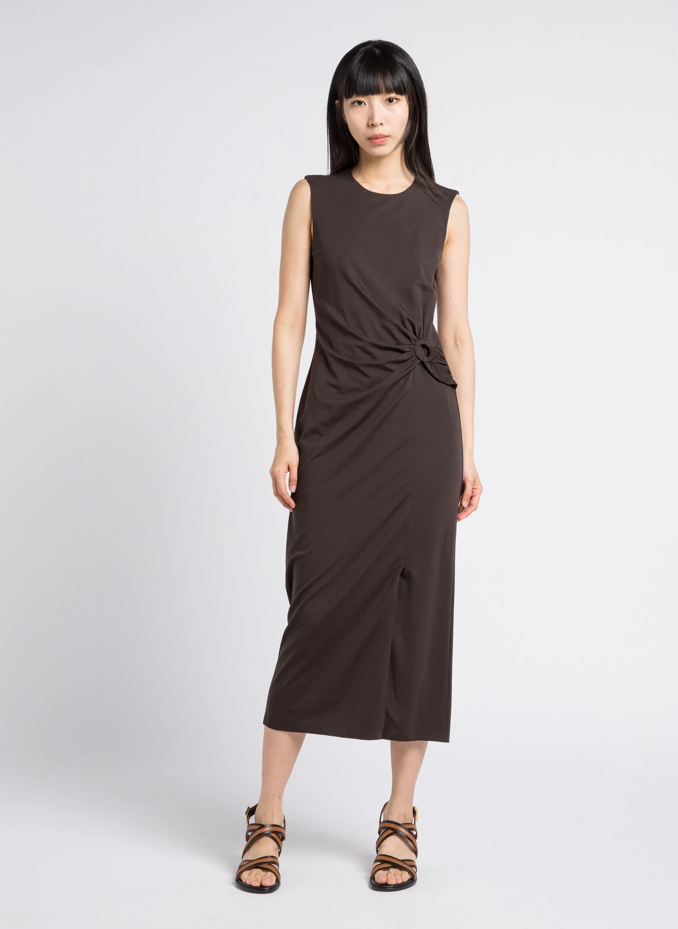 MAX MARA WEEK END LOCUSTA - Vestido largo y ajustado con cuello redondo en marron