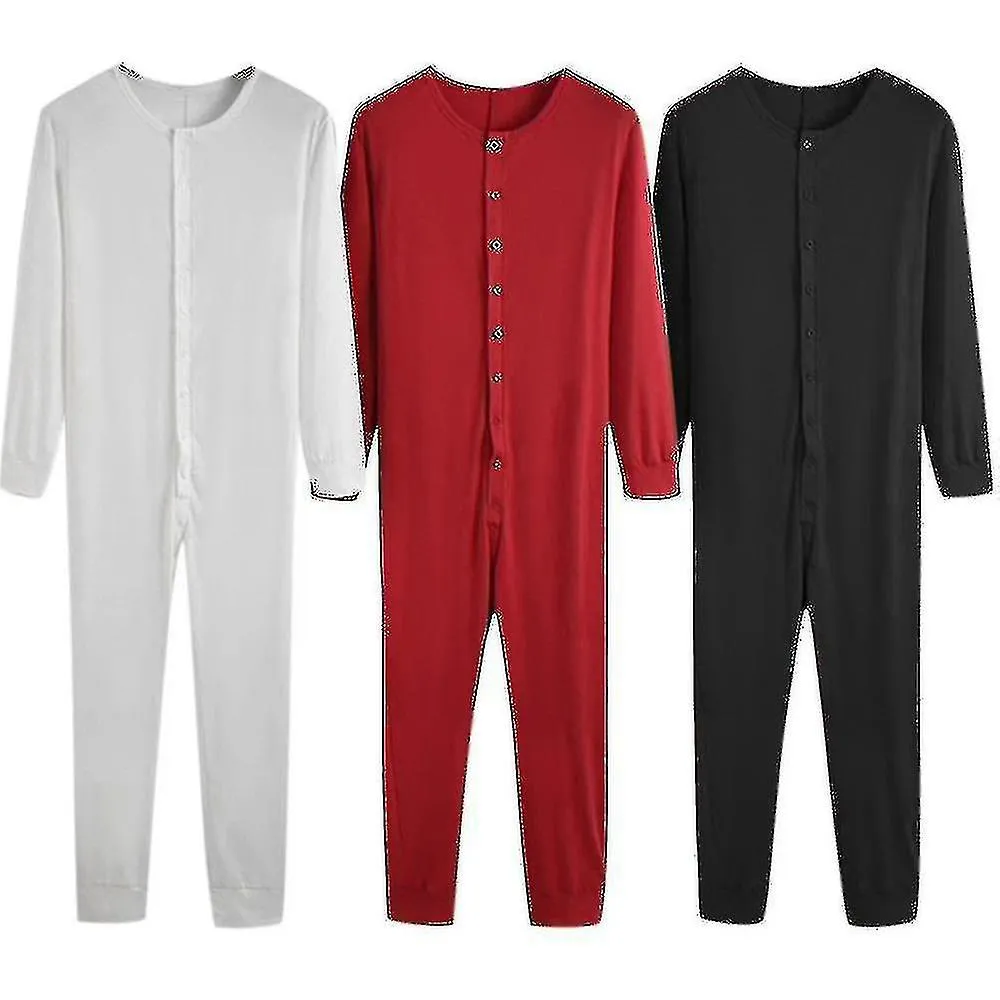 Men's One Piece Long Johns Night Pajama