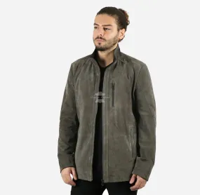 MISSION Nubuck Leather Coat Long Jacket For Men