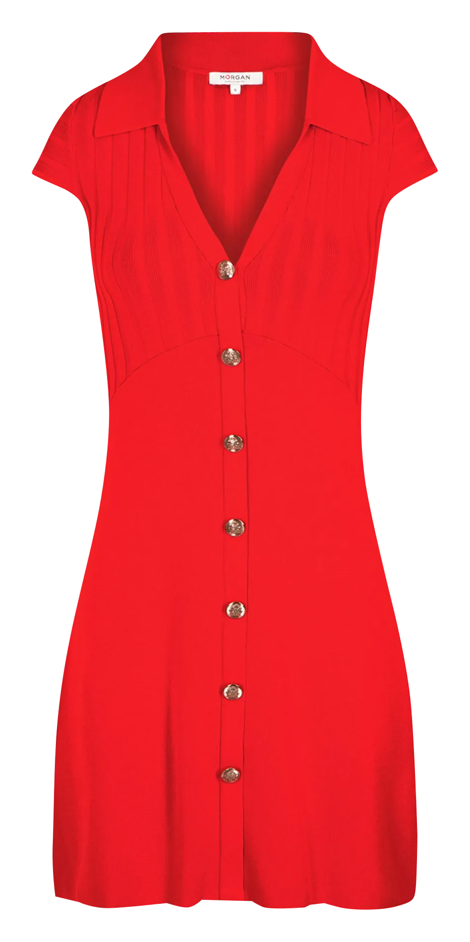 MORGAN RMSIX - Vestido corto con cuello de pico en rojo