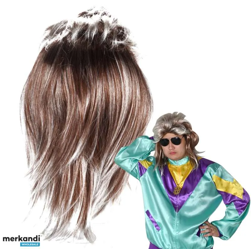 Mullet Assi Peluca Hombres Como Accesorio Disfraz De Salmonete A Retro Neon 80s 90s Outfit Carnaval & Carnaval