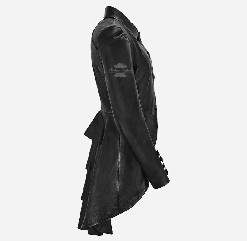 MYSTIC Gothic Dovetail Leather Tailcoat for Women Leather Coat