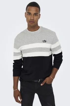 Only & Sons Sudadera con cuello redondo color block