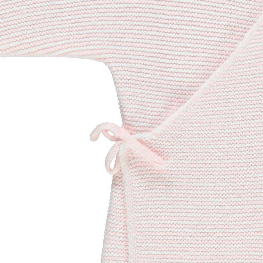 Orchestra Chaqueta cruzada de punto de algodón orgánico rosa y blanco