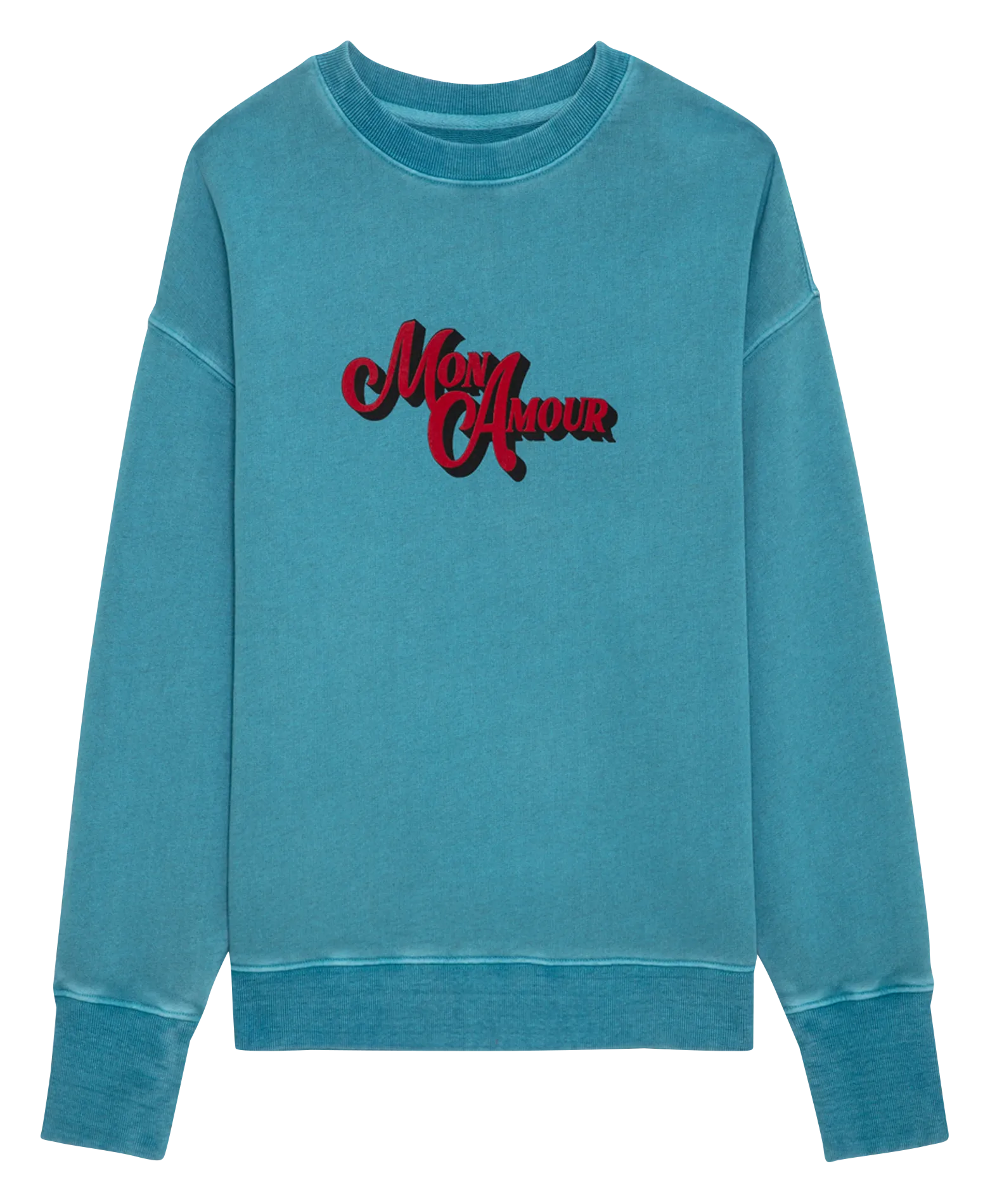 OSCAR - Sudadera redonda serigrafiada de algodón orgánico en azul