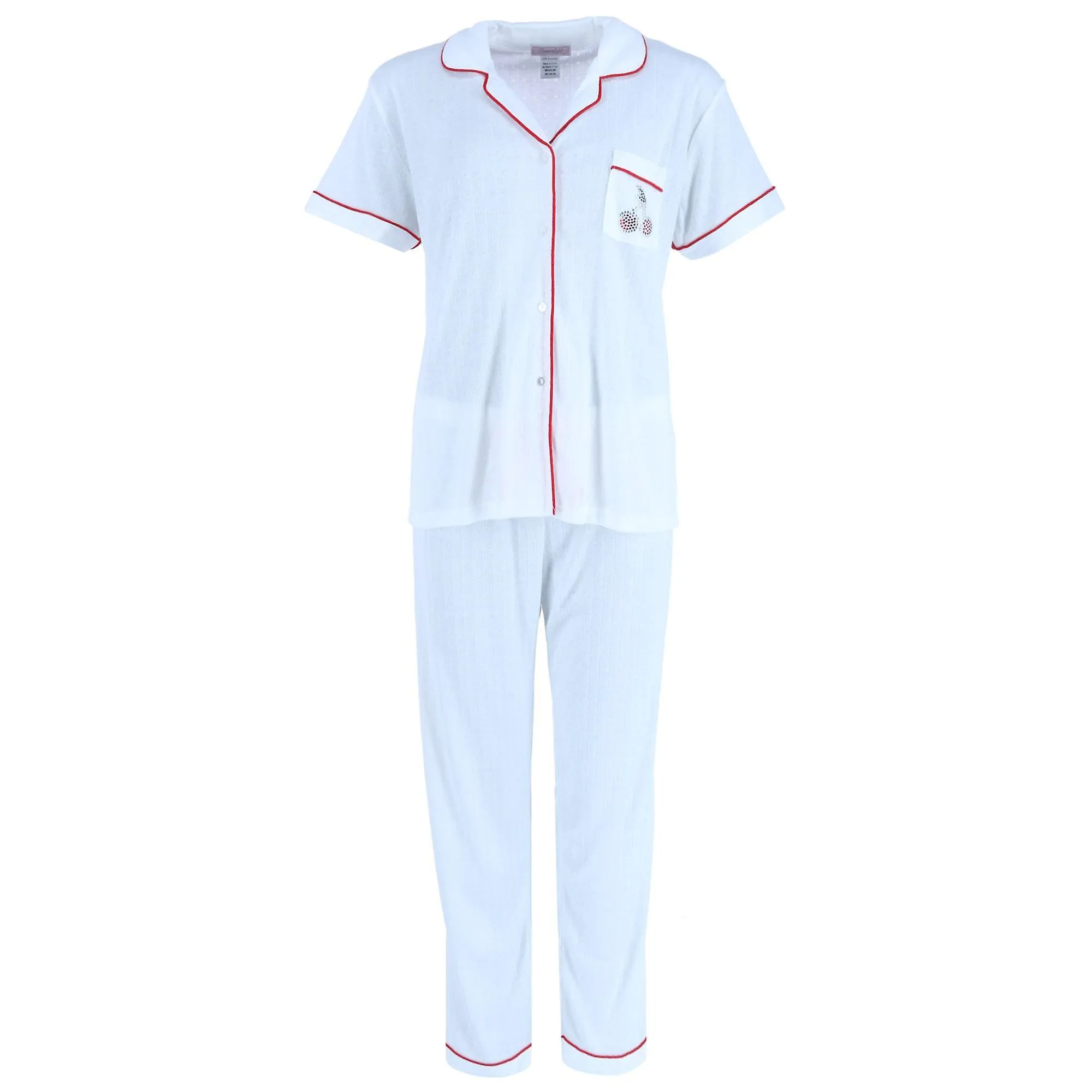 Overslept  Pointelle Cherries Notch Pajama Set (Women)