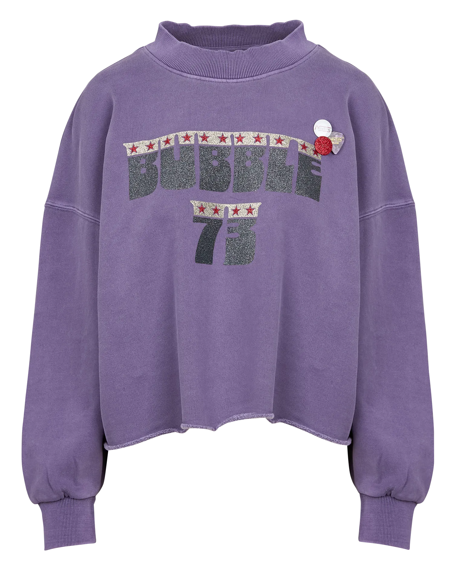 PORTER BUBBLE - Sudadera holgada de algodón con cuello redondo y detalle serigrafiado en violeta