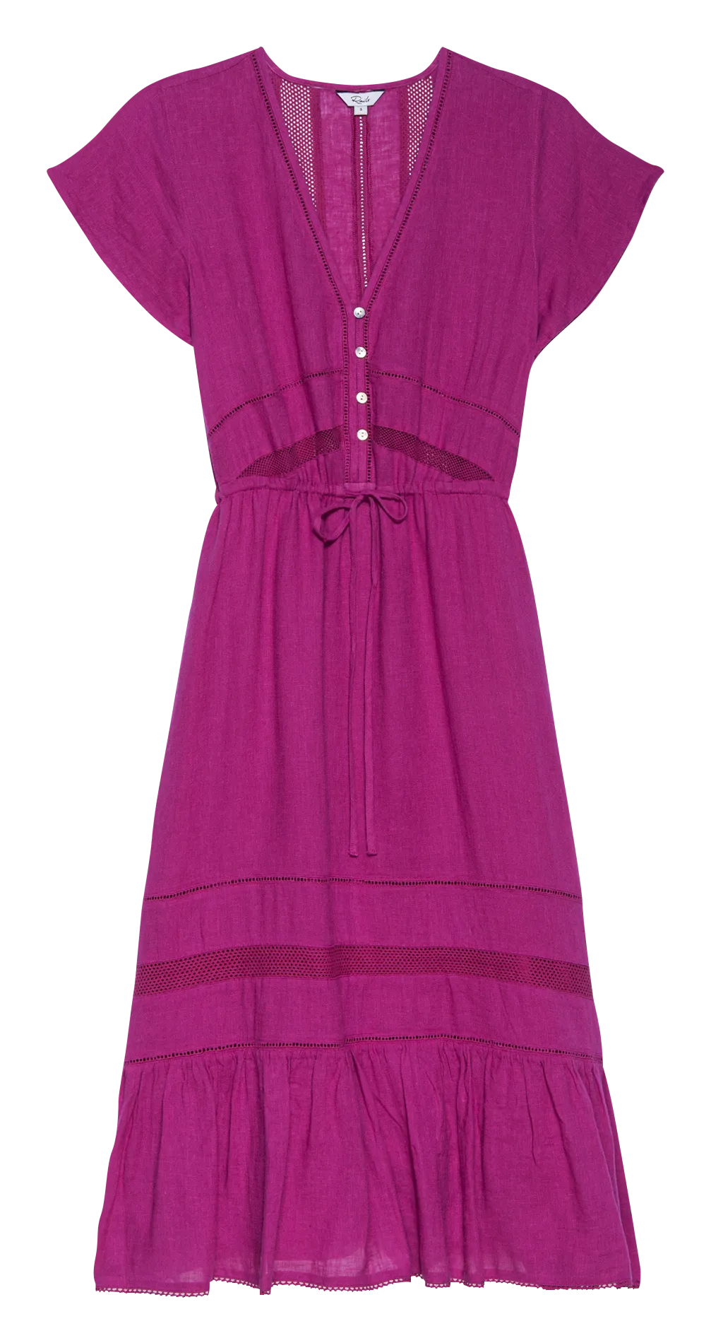 RAILS KIKI - Vestido midi de mezcla de lino con botones en violeta