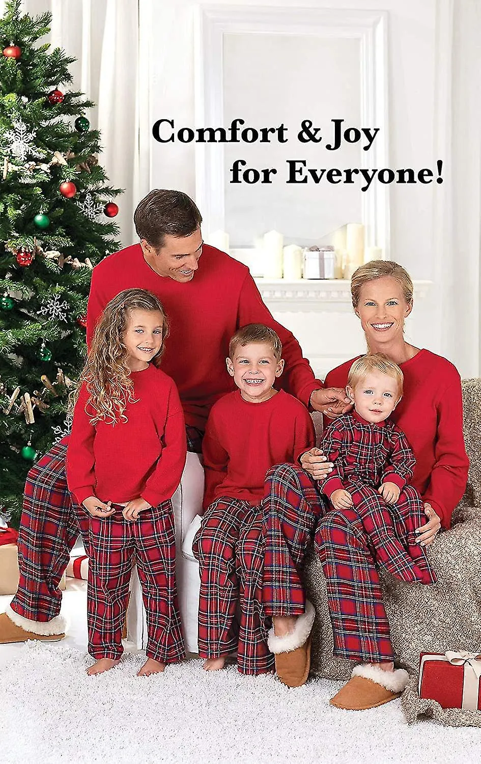 Red Flannel Stewart Plaid Matching Family Christmas Pajama Set