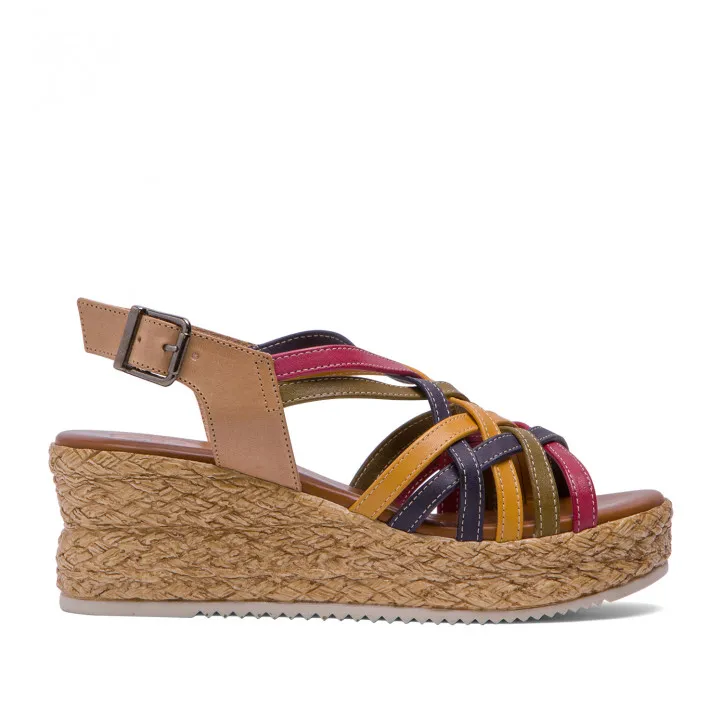 Sandalias cuña Porronet PIEL NATURAL-COLORES TAMARA