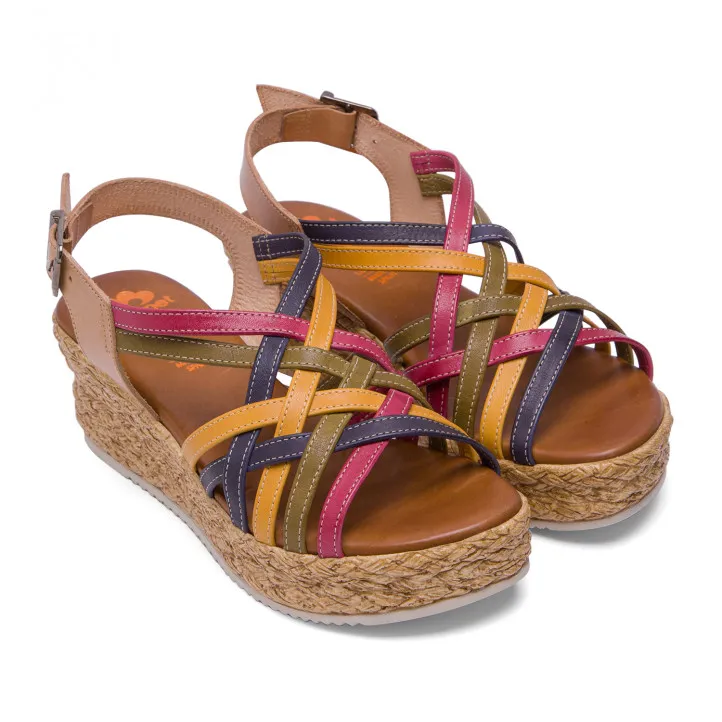 Sandalias cuña Porronet PIEL NATURAL-COLORES TAMARA