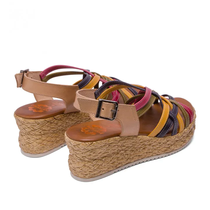 Sandalias cuña Porronet PIEL NATURAL-COLORES TAMARA