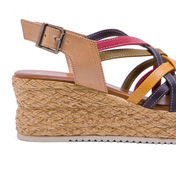 Sandalias cuña Porronet PIEL NATURAL-COLORES TAMARA