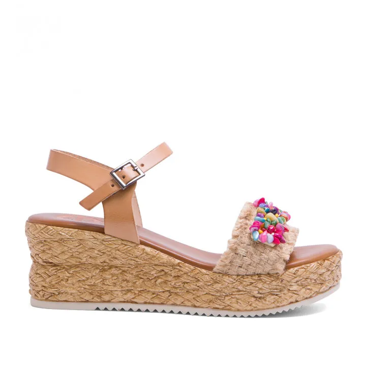 Sandalias cuña Porronet PIEL TEXTIL BLANCO TELMA