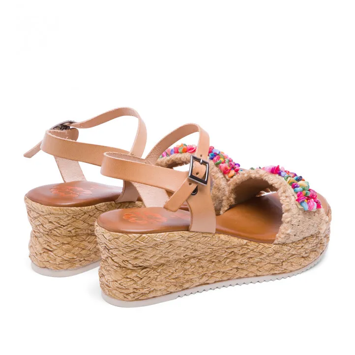 Sandalias cuña Porronet PIEL TEXTIL BLANCO TELMA