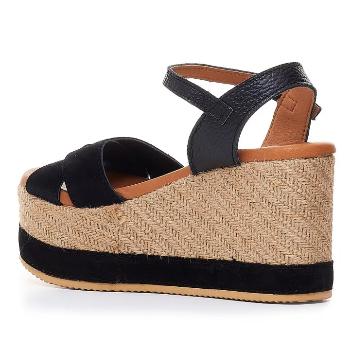 Sandalias cuña Redlove gisèle negras cruzadas