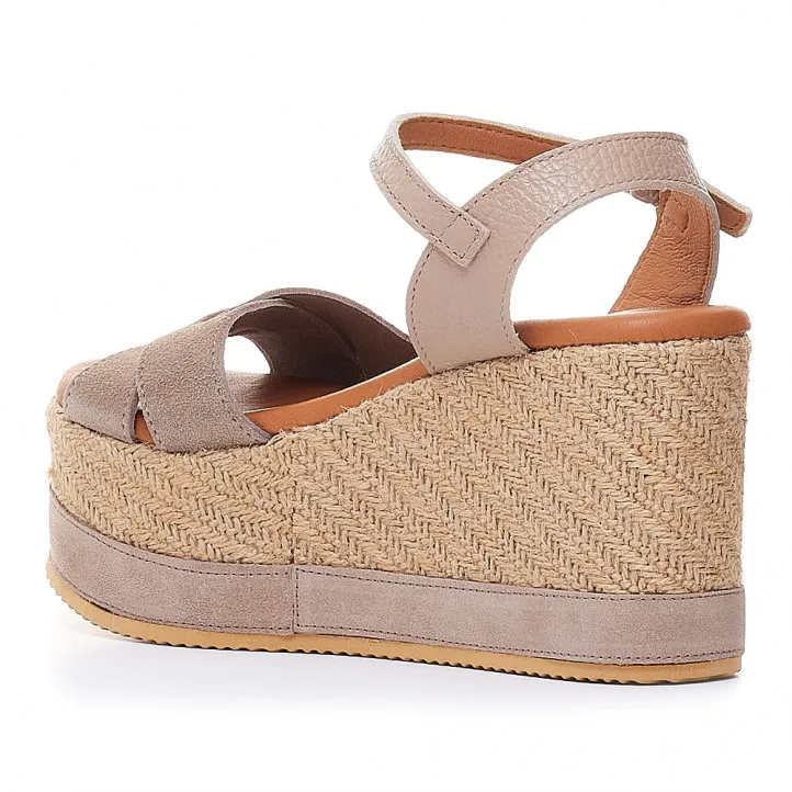 Sandalias cuña Redlove gisèle taupe cruzadas