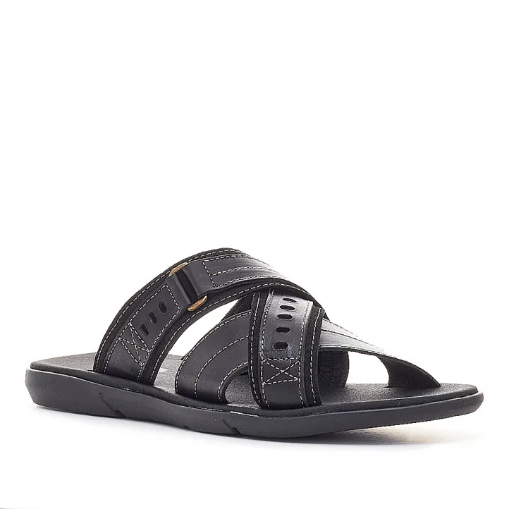 Sandalias Lobo portofino negras con tres tiras