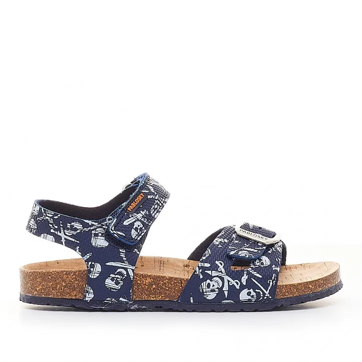 sandalias Pablosky tipo bio azules con estampado pirata