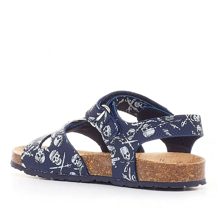 sandalias Pablosky tipo bio azules con estampado pirata