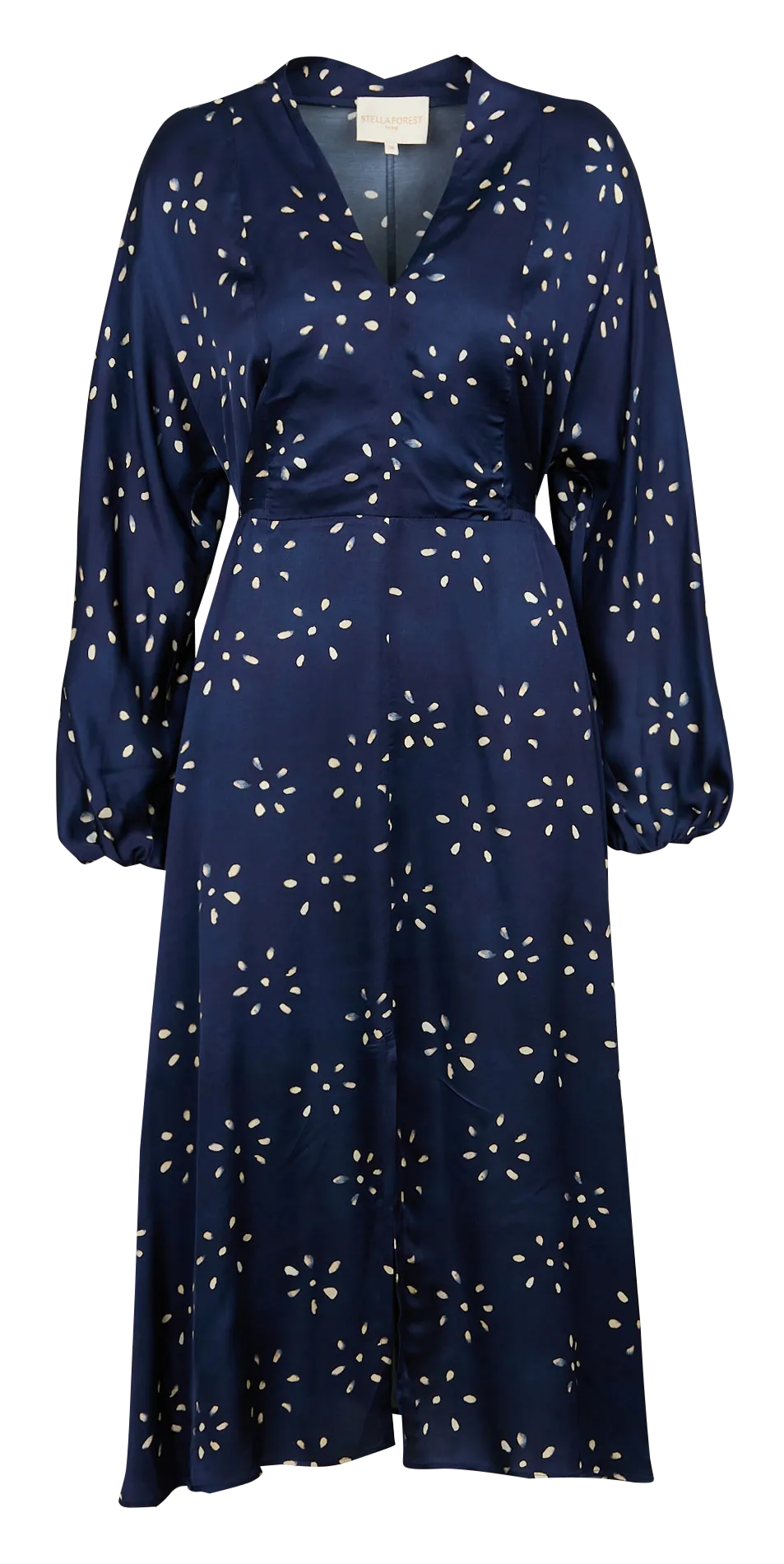 STELLA FOREST NAIMA - Vestido largo estampado satinado en azul